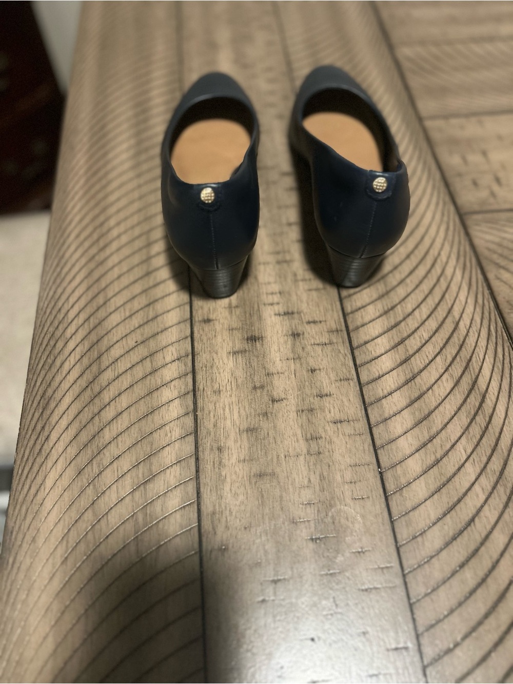 Clarks Navy Round-Toe Leather wedge 9W - Picture 3 of 8